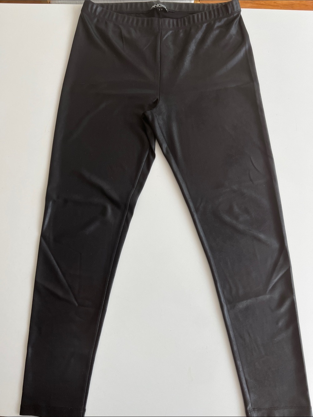 Angel Coated Faux Leather/Suede High-Waist Slim Legging Pants - Black